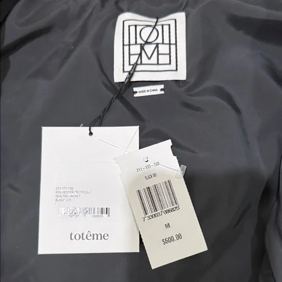 NWT Totême Black Quilted Puffer Jacket Oversized - Picture 2 of 6